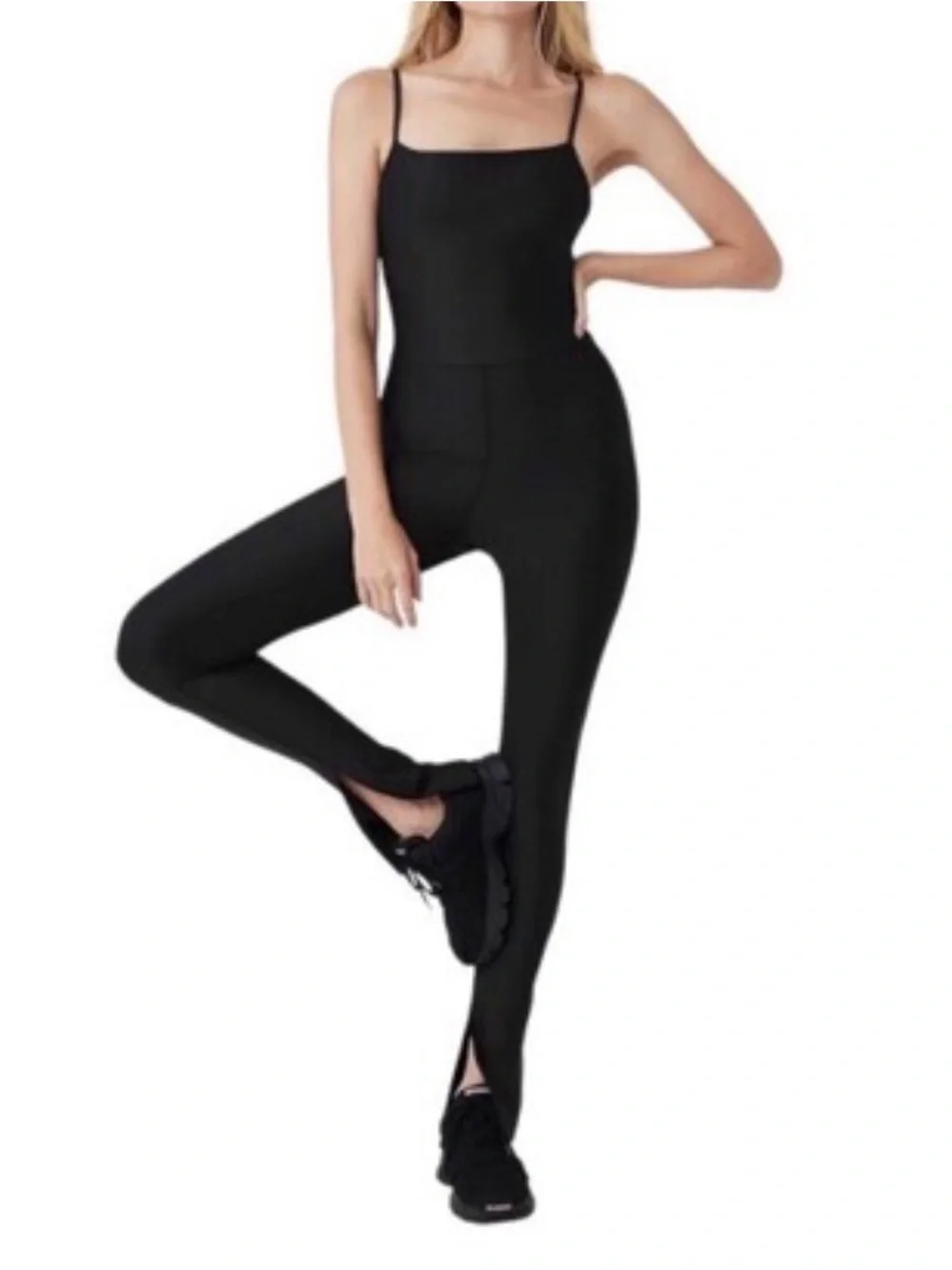 ALO Yoga Black Slim-Fit Spaghetti-Strap Jumpsuit